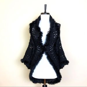 Solitaire Crochet Sweater with Fur Trim